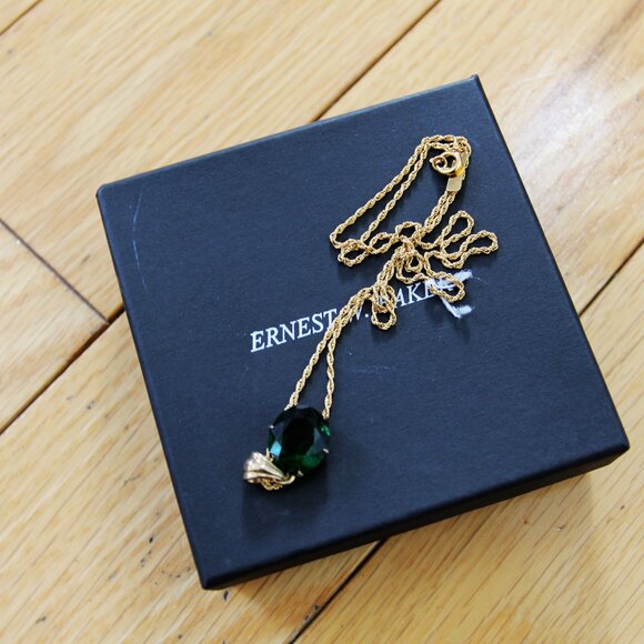 BNWT AW24 ERNEST W. BAKER GREEN STONE PENDANT NECKLACE - Picture 2 of 5
